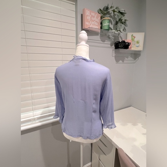 Vintage Christopher & Banks 100% Silk Ruffle Trim‎ Top - Picture 5 of 8